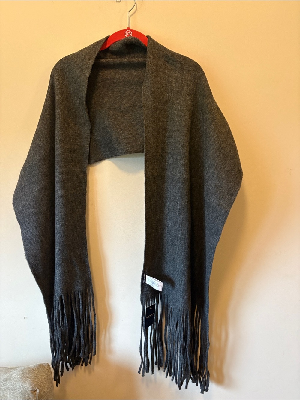 Lucky Brand Charcoal Gray Knit Fringe Wrap